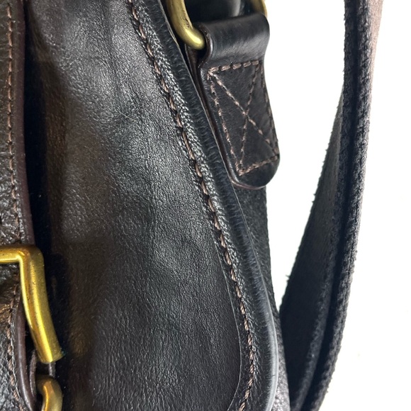 vintage fossil crossbody bag Top Handle Black Leather Bag Adjustable Messenger - Picture 3 of 14